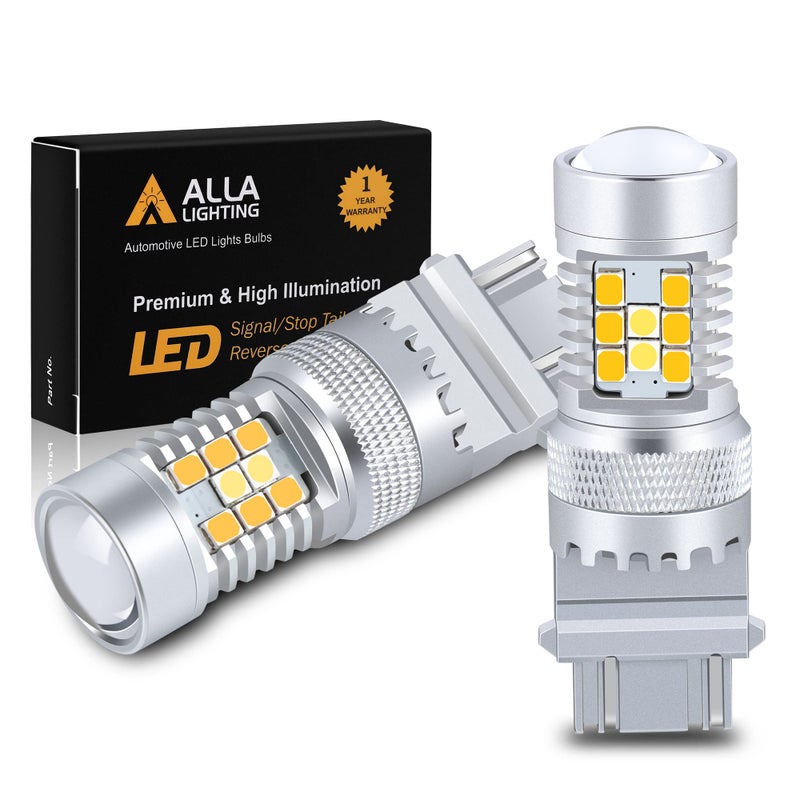 Alla Lighting T25 3457 3157 Switchback LED Turn Signal Lights Dual Color 6000K White/Amber Yellow 12V 4157NAK 3457AK 4057 3057 3757AK 5702AK 4157AK Extremely Super Bright 2835 28-SMD Upgrade - Image 1